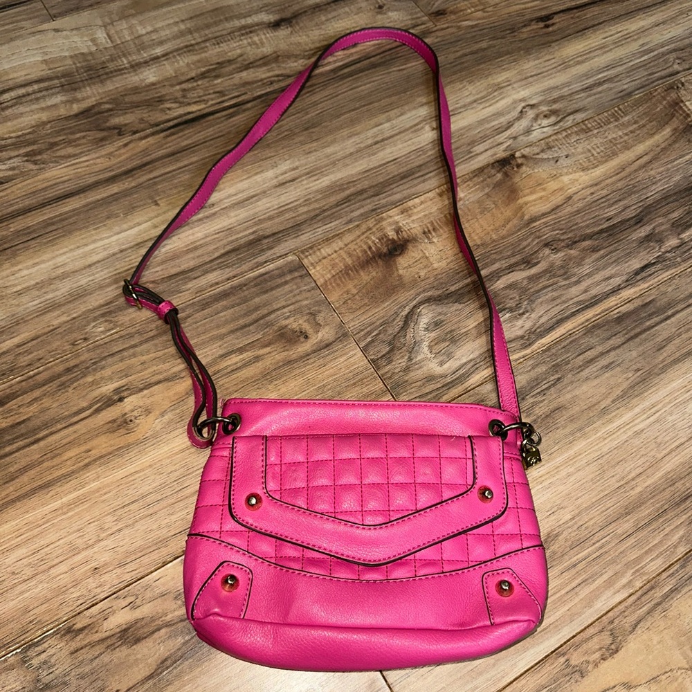 Jessica‎ Simpson Pink Faux Leather Crossbody Purse